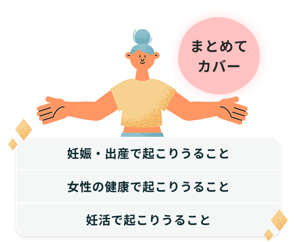 妊娠・出産で起こりうること 女性の健康で起こりうること 妊活で起こりうること　まとめてカバー