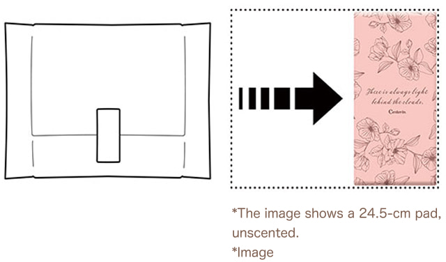 * The image shows a 24.5-cm pad, unscented. * Image