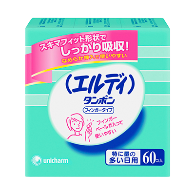 Eldy Tampon Finger type Daytime Use for Especially Heavy Menstrual Flow Days 60 tampons